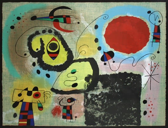 Joan Miró Le Centenaire, 1953 Lithograph 20 x 25.9 inches Signed in pencil and numbered EA For sale at Surovek Gallery