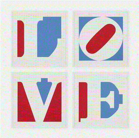 Robert Indiana Four Panel Love, 1972