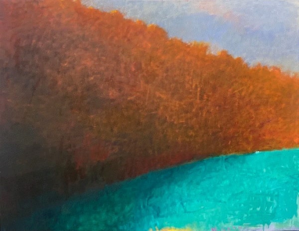 Wolf Kahn A Slight Curve In The Meadow's Edge, 1989 Oil on canvas 52 x 72 inches Available at Surovek Gallery