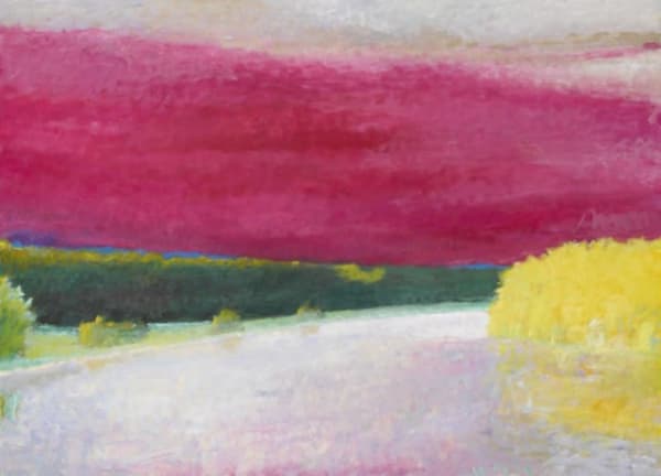 Wolf Kahn Magenta Cloud, 1990 Oil on canvas 52 x72.25 inches Signed For sale at Surovek Gallery