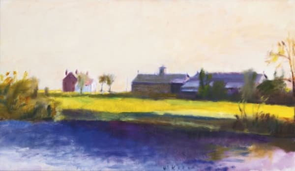 Wolf Kahn Sheep Farm on the Great Meadows, 1987 Oil on canvas 22 x 38 inches Signed For sale at Surovek Gallery