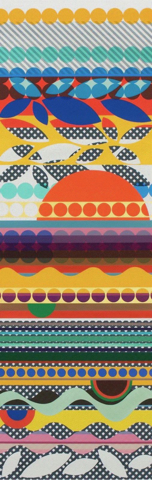 Beatriz Milhazes MOTHER’S DAY , 2016 Woodblock screenprint and goldleaf 51 7/8 x 17 in 131.8 x 43.2 cm Available at Surovek Gallery