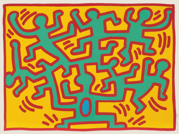 Keith Haring GROWING 2, 1988 Screenprint in colors on Lenox Museum Board 30 x 40 1/8 in 76.2 x 101.9 cm 16/100 Available at Surovek Gallery