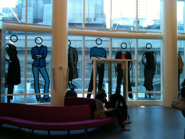"Whoa, giant Julian Opie pieces on the 6th Fl of the Bloomberg offices. (@chelsa)" by dpstyles™ is licensed under CC BY 2.0. Taken on February 11, 2011