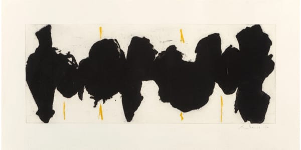 Robert Motherwell RUNNING ELEGY-YELLOW STATE, 1983 Etching and aquatint in colors on George Duchêne Hawthorne of Larrouque handmade paper 11 3/4 x 29 1/2 in 29.8 x 74.9 cm 4/10 Available at Surovek Gallery