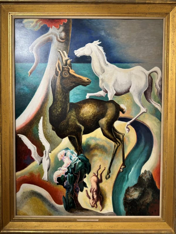 Thomas Hart Benton ANIMALISTIC FANTASY, 1925-26 Oil on metal 63 x 47 in 160 x 119.4 cm Available at Surovek Gallery