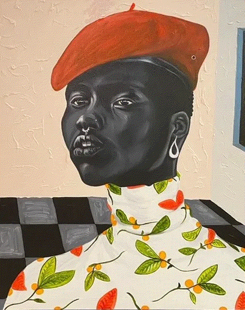 Otis Kwame Kye Quaicoe RED BERET, C. 2020 Oil on canvas 30 x 24 in 76.2 x 61 cm Available at Surovek Gallery