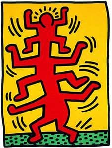 Keith Haring Growing, 1988 Sheet size: 30 x 40 1/8 inches Framed For sale at Surovek Gallery