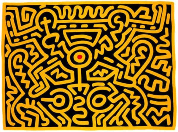 Keith Haring Growing, 1988 Sheet size: 30 x 40 1/8 inches Framed For sale at Surovek Gallery