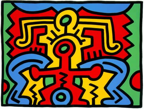 Keith Haring Growing, 1988 Sheet size: 30 x 40 1/8 inches Framed For sale at Surovek Gallery