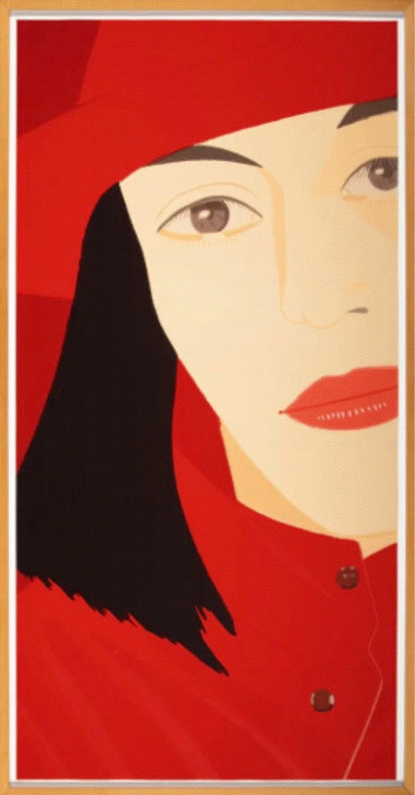 Alex Katz RED COAT, 1983 Screenprint in colors 58 x 29 in 147.3 x 73.7 cm Available at Surovek Gallery