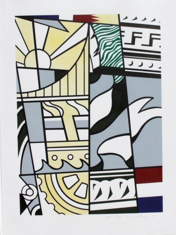 Roy Lichtenstein BICENTENNIAL POSTER (AMERICAN: THE THIRD CENTURY), 1975 Screenprint in yellow, red, green, olive, gray, blue, and black, on smooth white wove paper Sheet: 34 15/16 x 23 5/8 inches Image: 30 ½ x 22 1/16 inches 35 x 23 5/8 in 88.7 x 60 cm 79/200 Available at Surovek Gallery