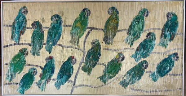 Hunt Slonem AMAZONS, 2019 Oil on canvas 36 x 72 in 91.4 x 182.9 cm Available at Surovek Gallery