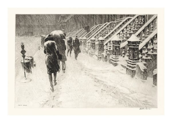 Martin Lewis Stoops in Snow, 1930