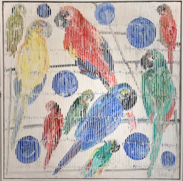 Hunt Slonem HYACINTH HABITAT, 2013 Oil on canvas 49 1/4 x 49 1/4 in 125.1 x 125.1 cm Available at Surovek Gallery