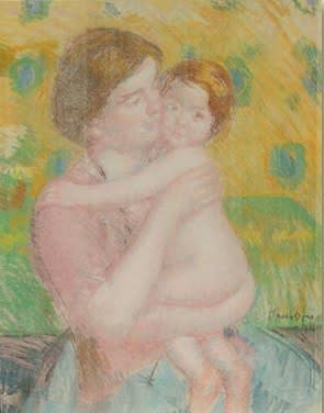 Available at Surovek Gallery: Mary Cassatt Mother With Her Nude Child Looking (to Right) circa 1914 Oil on canvas