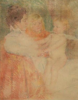Available at Surovek Gallery: Mary Cassatt Mother, Sara and the Baby Pastel Counterproof on Japan Paper
