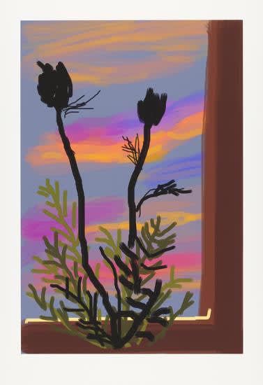 David Hockney Early Morning, 2009 iPhone drawing printed on paper 37 x 25 1/2 inches Edition 8 of 25 For sale at the Surovek Gallery