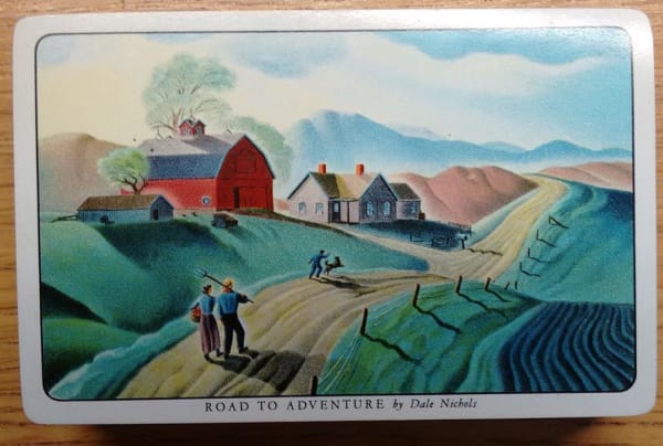 Painting by Dale Nichols on deck of playing cards.
