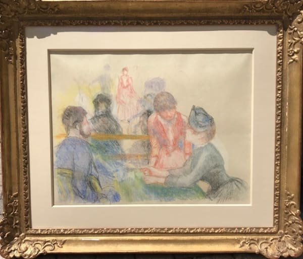 Pierre-August Renoir Au Moulin de la Galette, c. 1875-1876 Pastel counterproof on japan paper, 1895-1905 18 5/8 x 24 inches For sale at Surovek Gallery