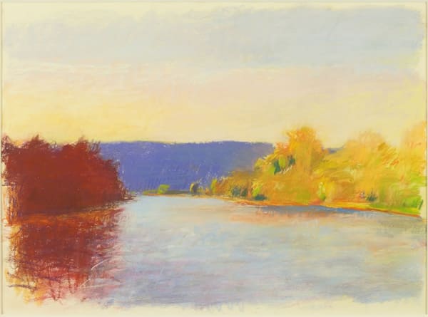 Wolf Kahn Evening on the Connecticut Pastel on paper 22 x 30 inches Framed Size: 31.5 x 39 inches Signed lower right