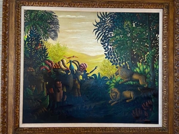 Orville Bulman Les Gardiens Oil on canvas 25 x 30 inches Framed size: 40 x 45 3/4 inches Signed: Orville Bulman (l.r.) For sale at Surovek Gallery