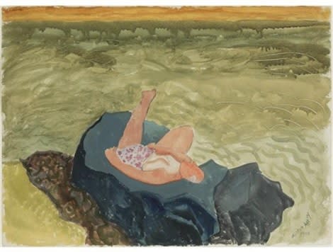 Milton Avery Man and Sea, 1948 Watercolor, 22 x 30 inches Signed Milton Avery 1948 (l.r.) For sale at Surovek Gallery