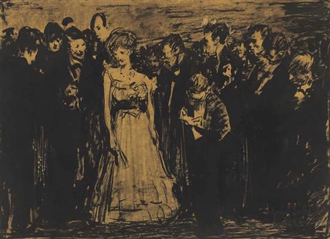 George Bellows The Invincible Molly Brown, circa 1906-1908 Ink on board, 14¼ x 18¾ inches Signed Geo W Bellows and inscribed Yours Truly (lower right) For sale at Surovek Gallery