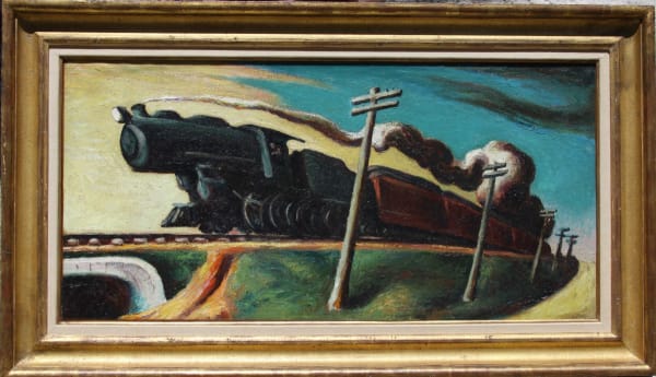 Thomas Hart Benton Going West Oil on canvas laid down on board, 20 ½ x 41 ¼ inches, Signed For sale at Surovek Gallery