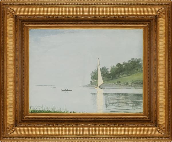 Winslow Homer Yacht in a Cove, Gloucester,1880 Watercolor on paper, 10 x 13 3/4 inches, Signed and dated: Homer 1880 (l.l.) For sale at the Surovek Gallery