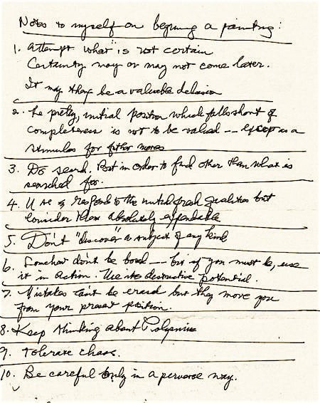Richard Diebenkorn: Notes to myself on beginning a painting