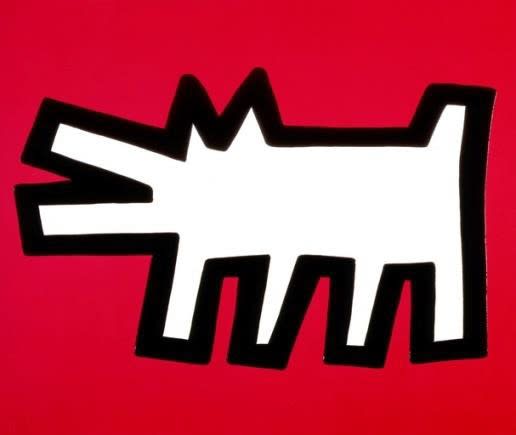 Keith Haring Barking Dog, 1990 Silkscreen with embossing, 21 x 25 inches, Edition 113/250 Signed overs by Julien Gruen, Executor of the Haring Estate For sale at Surovek Gallery