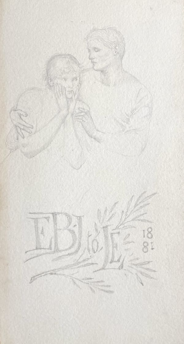 Sir Edward Coley Burne-Jones (1833-1898) Study of two figures dedicated to Lady Elizabeth Lewis
