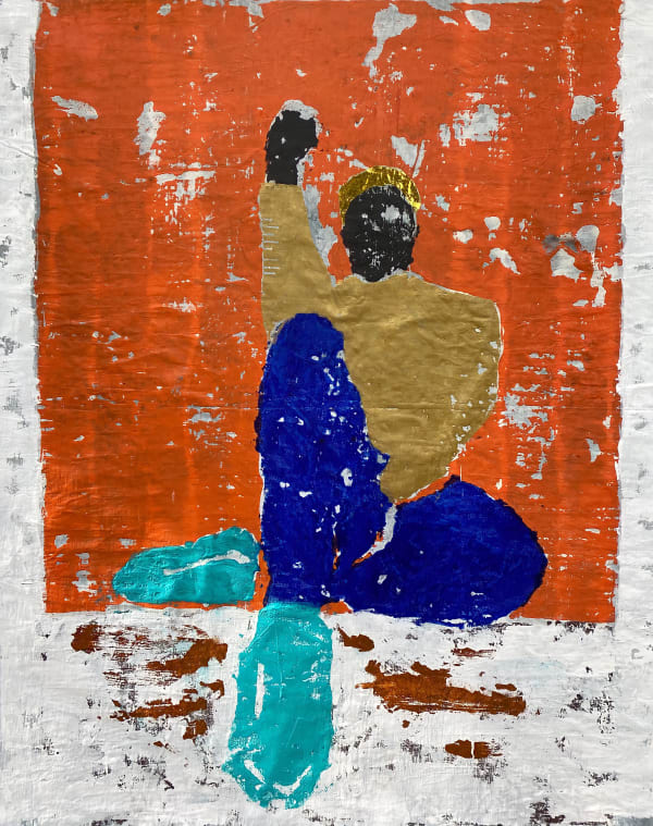 Ato Jackson, kessesitgh_withblue_, 2022 - Silkscreen painting with Acrylic and print ink - 140 x 110 cm