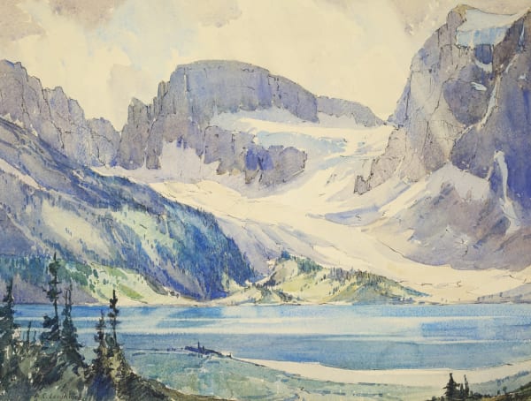 A.C. Leighton - Lake Magog, Mt. Assiniboine, c 1930