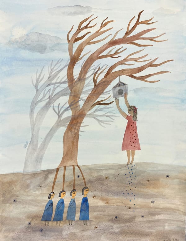 mugi takei, hanging a birdhouse