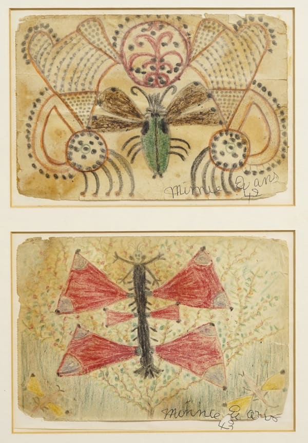 UTE STEBICH COLLECTION, ART, #7 - Minnie Evans (1892-1987), two drawings, 1942, 1943