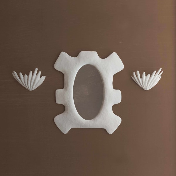 Arundel plaster mirror with pair of Ocean sconces