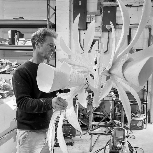 Martin in the studio working on the Fantasia chandelier