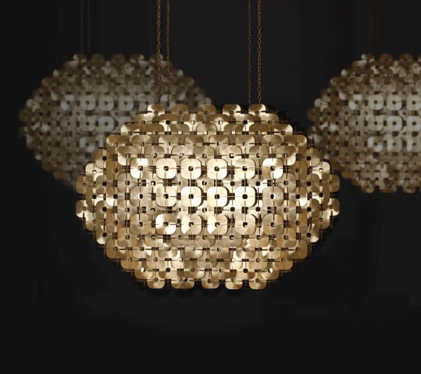 Element custom chandelier in satin brass
