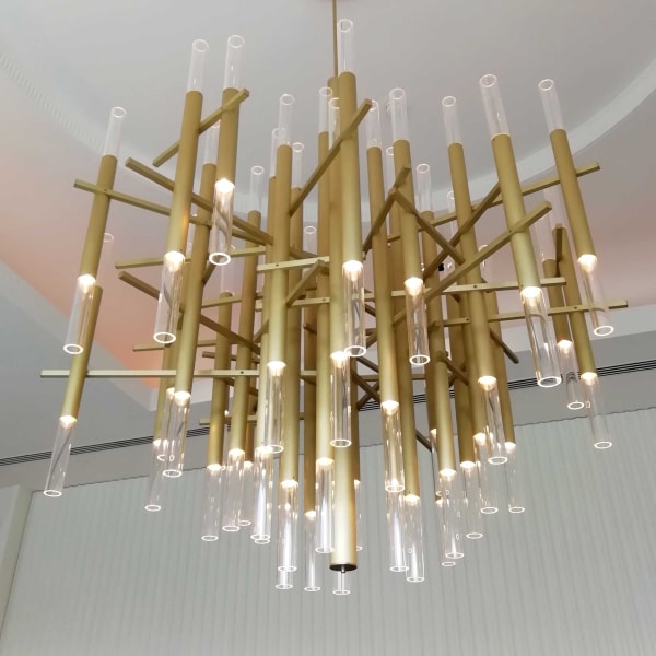 Two Bespoke chandeliers and wall lights for the Hilton Park Lane ballroom, Mayfair London