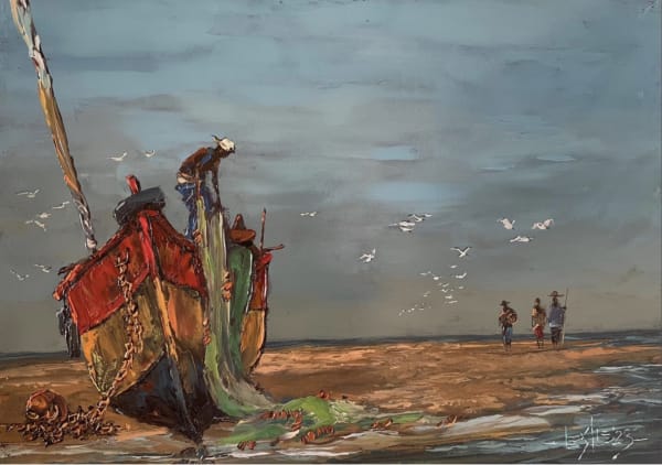 Leslie Lumeh, Fisherman At Dawn, 2023
