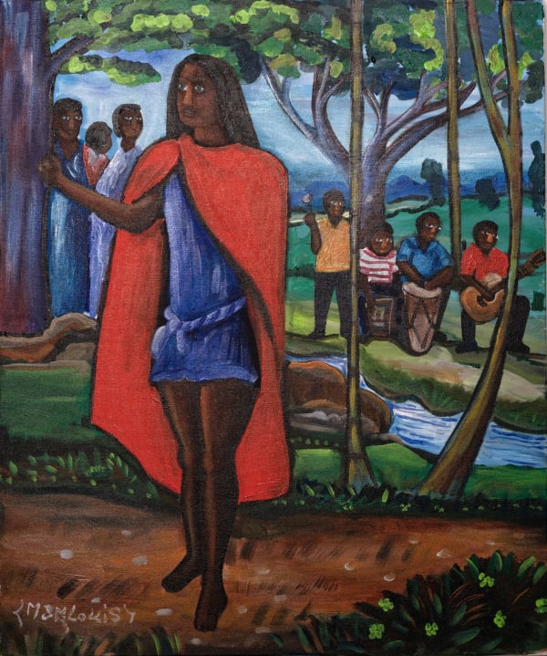 Jean-Louis Maxan, Woman in Red Cape with Musicians