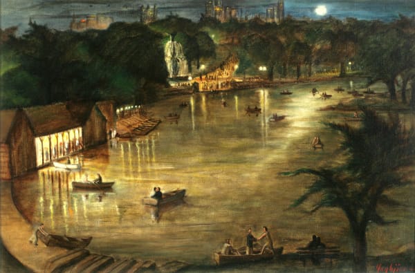 A Summer Night in Central Park on the Boating Lake.