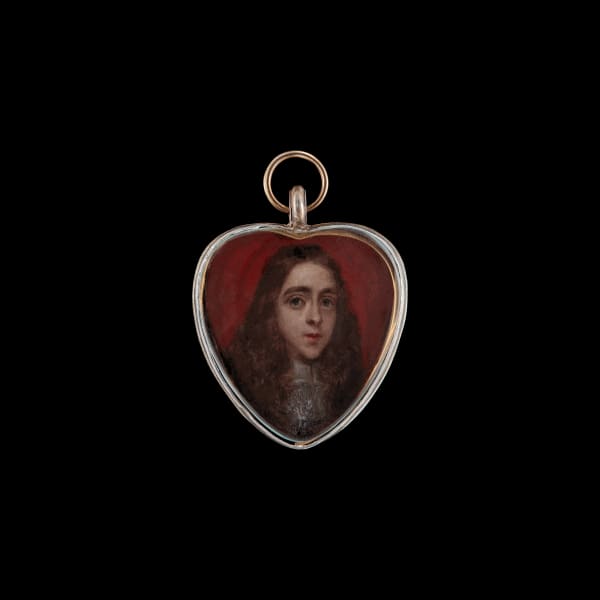 Dutch School - A young Gentleman of the Blount family, wearing lace jabot over black doublet, his hair worn long, c. 1665