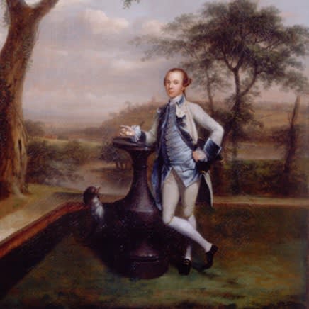 Arthur Devis, Portrait of a Gentleman leaning on a sundial,