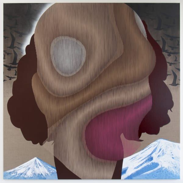 Mikael Faber Gulls And The Ararat 2024 Acrylics And Metal Leaf On Linen 150 X 150 Cm