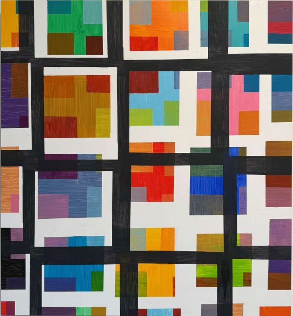 Beat Zoderer, Vertical ZIG ZAG (2022) 73x63 cm, acrylic on MDF framed