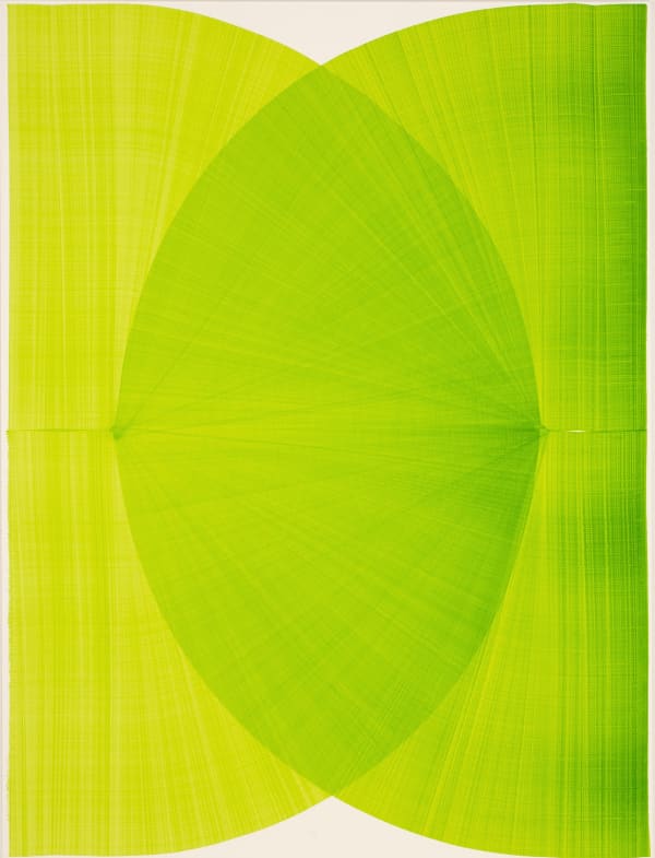 Thomas Trum, Two Green Lines 30 (2020), 185x140 cm