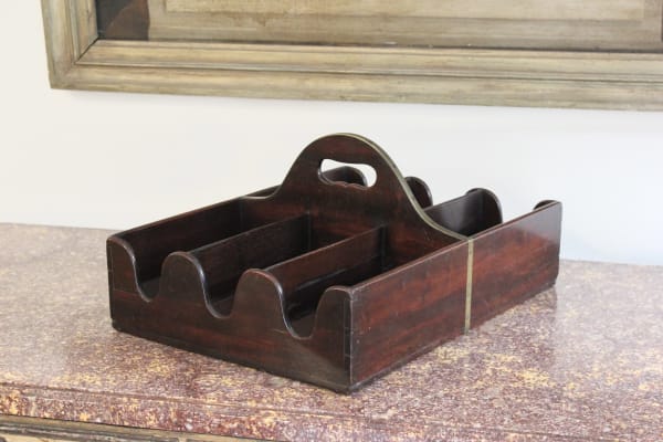18th century Georgian mahogany and brass bottle carrier